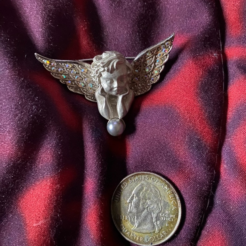 Swarovski Silver Angel Brooch Vintage
